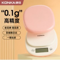 康佳（KONKA）厨房电子秤高精度 触摸按键厨房秤 0.1g/6KG粉色电池款