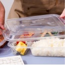 庭好一次性饭盒方形大四格塑料餐盒加厚带盖打包盒餐具150套装1000ml