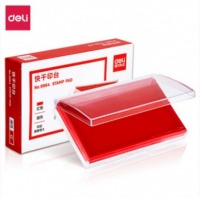 得力（Deli）9864 方形透明外壳快干印台 88*25*137mm 红色