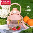 希乐大容量双饮大肚杯夏季高颜值女生儿童学生运动吸管杯tritan粉1.2L