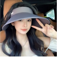 帽子女夏季时尚新款空顶冰丝透气骑车显脸小遮阳帽女防晒 灰色 头围(56-60cm)