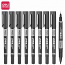 得力（deli）小双头多用记号笔签字笔 黑色60支装 双头勾线笔 SH101