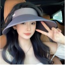 帽子女夏季时尚新款空顶冰丝透气骑车显脸小遮阳帽女防晒 灰色 头围(56-60cm)