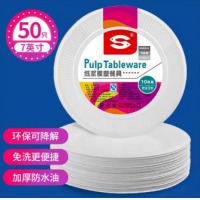 中盛 一次性盘子 7英寸*50只 可降解纸盘纸碟蛋糕盘烧烤野餐圆盘用品