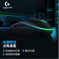 罗技（G）G102第二代游戏鼠标 RGB流光灯效鼠标 轻量化设计 吃鸡鼠标 游戏级8000DPI传感器 黑色