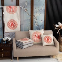 啄木鸟 科朴优品(PLOVER)-国风抱枕被（五福迎春） 浅灰色 100*150 KUUP