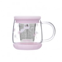膳魔师（THERMOS）耐热玻璃花茶杯系列水杯子带茶隔办公室养生泡茶花茶杯 猫咪变色-花茶杯