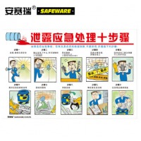 安赛瑞 安全生产月挂图（泄露应急处理十步骤）安全教育海报 塑料板 30413