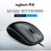 罗技M100鼠标罗技（Logitech） M100r有线USB鼠标 家用办公电脑笔记本通用 黑色