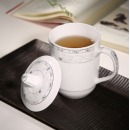 乐享 陶瓷马克盖杯 商务会议办公茶杯水杯子 青莲 8只套装