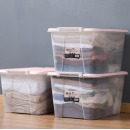 茶花（CHAHUA） B2804P 收纳箱大号衣服整理箱子储物箱塑料箱透明58L 粉色 3支装