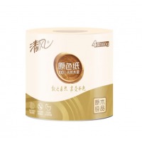 清风卷纸 本色纸4层160克*10卷 卫生卷筒纸原色纸巾 6提/箱