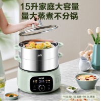苏泊尔（SUPOR）电蒸锅不锈钢蒸锅蒸箱家用多功能锅三层15L大容量炖蒸煮一体电火锅煮蛋器电煮锅电炖锅 绿色