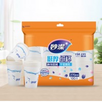 妙洁一次性纸杯270ml 100个/包
