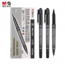 晨光（M&G）文具黑色双头细杆记号笔 防水不易掉色物流笔双头 学生勾线笔 擦不掉标记笔 12支/盒MG2130