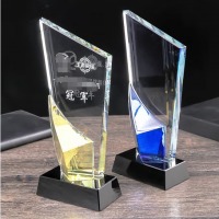 水晶奖杯奖牌授权牌冰山黄金燕尾刀片定制