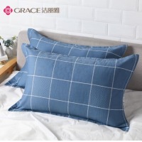 洁丽雅 全棉枕套 一对装48*74cm 蓝色