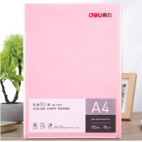 得力（deli）A4 80g 粉色 彩色纸 100张/包 7757