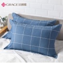 洁丽雅 全棉枕套 一对装48*74cm 蓝色