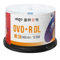 爱国者（aigo）DVD+R DL 空白光盘/刻录盘 8速8.5GB 台产 桶装50片