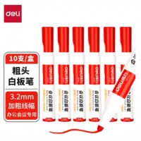 得力(deli) 粗头直液式可擦白板笔 红色 SK103