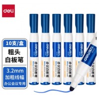 得力(deli) 粗头直液式可擦白板笔 蓝色 SK103
