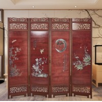 屏风隔断客厅实木中式玄关酒店办公室茶室中医养生馆双面画折屏 雕花折叠款 古典竹报平安 18