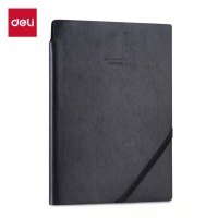 得力(deli)16k96张可插笔商务记事本日记本笔记本子文具办公用品 黑色22250