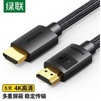 绿联 HDMI2.0高清编织数据连接线4K机顶盒显示器主机连接线5米 HD119 6031