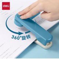 得力(deli)20页旋转订书机/订书器 时尚学生订书机 适配24/6,26/6钉 办公用品 蓝色TA304