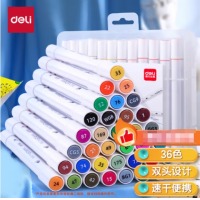 得力(deli)36色双头细杆酒精速干马克笔套装70700-36