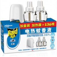 雷达（Raid）电热蚊香液体蚊香防蚊液驱蚊水 无香1盒/1器2液（可用136晚）