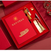 cx七一党员学习笔记本纪念品定制红绒礼盒 红船(笔记本+微章+长书签+16G优盘+签字)5