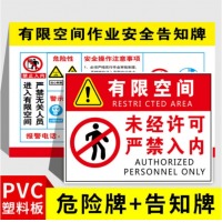 CX不干胶有限空间警示标识牌有限空间作业安全告知牌受限空间警示牌   30x40cm