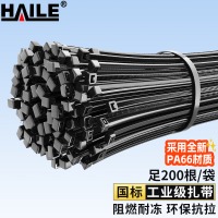 HAILE扎带 尼龙扎带 多功能扎线带束线带 自锁式阻燃扎带 4.6*300mm 黑色20