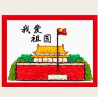 爱国主题 五谷粮食粘贴画 我爱祖国 带相框