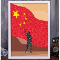 爱国主题 五谷粮食粘贴画 001 带相框