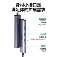 绿联（UGREEN） Type-C扩展坞千兆有线网卡网口转HDMI转接头usb分线器通用苹
