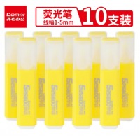 齐心 HP908-X 醒目荧光笔 1-5mm 黄 10支装