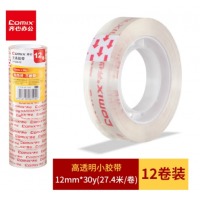 齐心 JF1230-12 超透文具胶带 12mm*30y 12卷/筒 透明