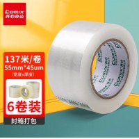 齐心 JP5515-6 封箱胶带55mm*150y*45um(6卷/筒) 透明