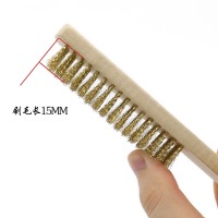 木柄文玩钢丝刷 金刚菩提清理铜丝刷子文玩清洁钢丝刷木柄钢 6排镀铜丝清理刷 1把