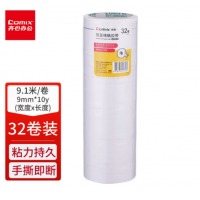齐心 MJT0910 双面棉纸胶带 09mm*10y 32卷装 白