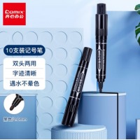 齐心 MK803-X 大双头记号笔 2-6mm 黑 10支装