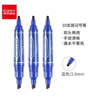 齐心 MK803-X 大双头记号笔 2-6mm 蓝 10支装