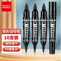 齐心 MK832 大双头记号笔 线幅2-6mm 黑 10只装