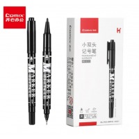 齐心 MK833 小双头记号笔 线幅0.5-1.5mm 黑 12支/盒