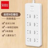 齐心 PCP-WZ828 延长线插座 8位40孔 总控全长3.0米 白