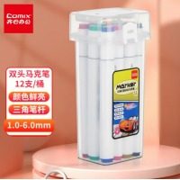 齐心 ZYMK07-12 大三角杆双头马克笔 1.0-6.0mm