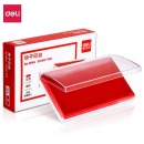 得力（deli）137*88mm透明外壳方形快干印台印泥 办公用品 红色9864